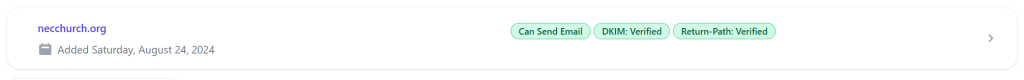 Church domain verified in GivFlow
